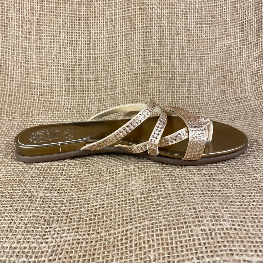 vince camuto sandals thong rose gold studded straps flip flops women sz 7.5 M - Picture 3 of 8